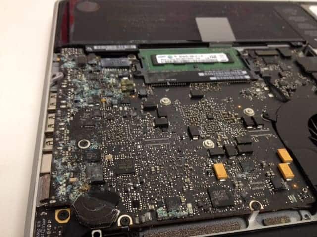 Liquid Damaged Logic Board from MacBook Pro