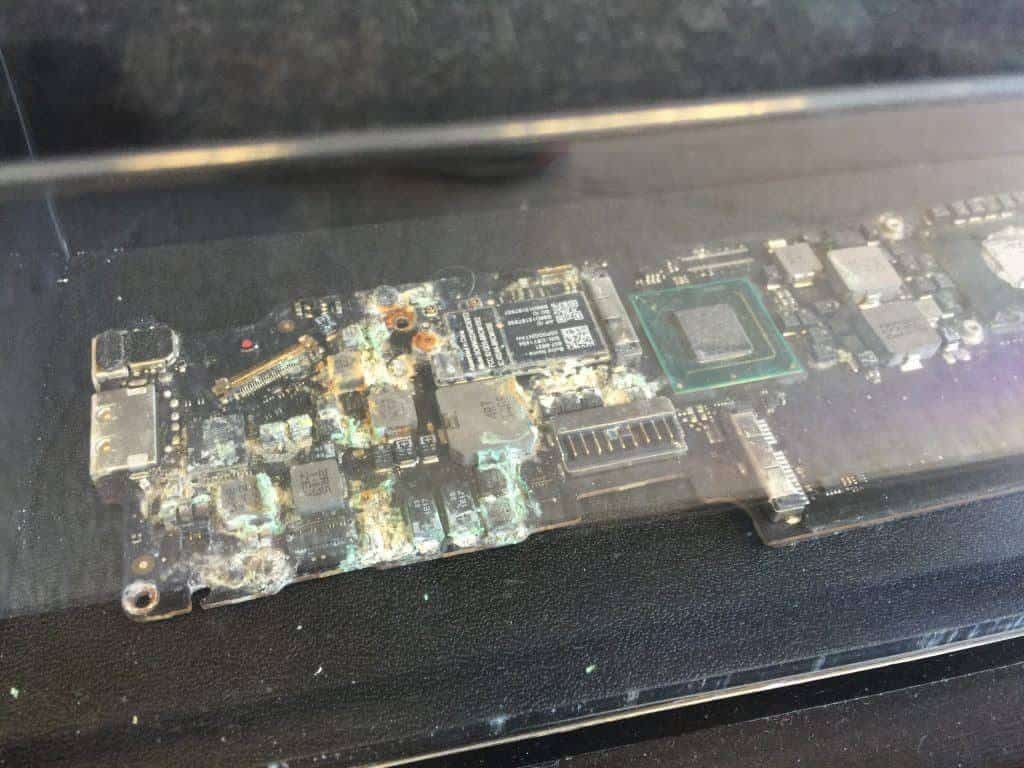 Display with liquid damaged logic board