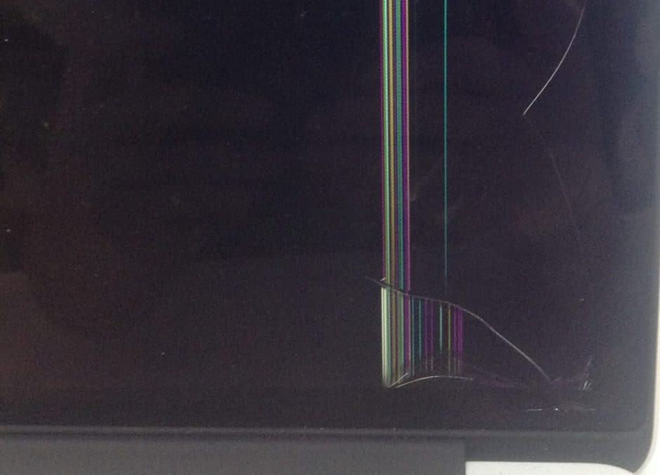 Crack on LCD causing colored lines