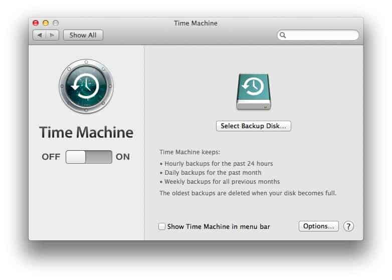 Time Machine Program Window