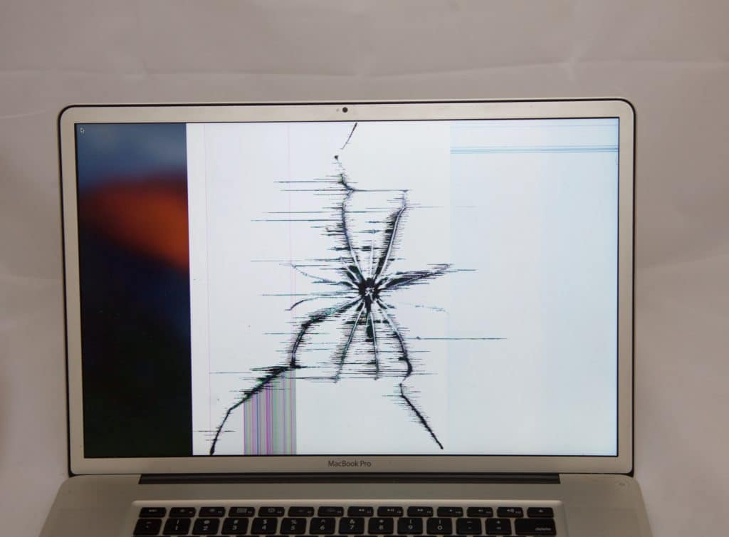 broken apple computer screen